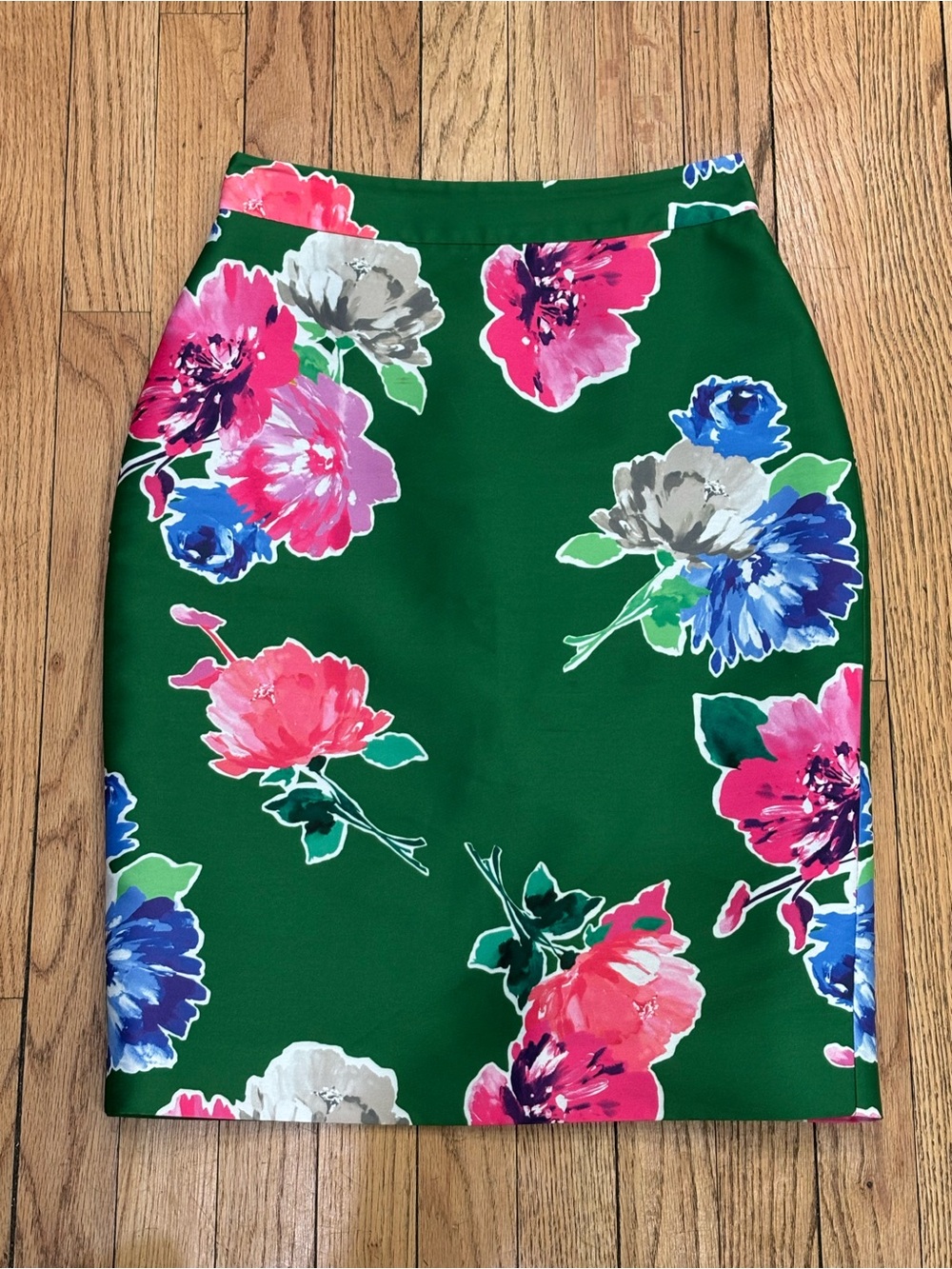 Kate Spade Blooms Marti green floral satin pencil knee length skirt 2 NWT $248